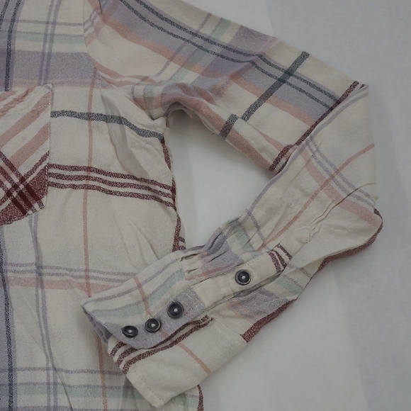 Free People White, Blue, Muave Plaid Shirt Size S - Picture 6 of 10